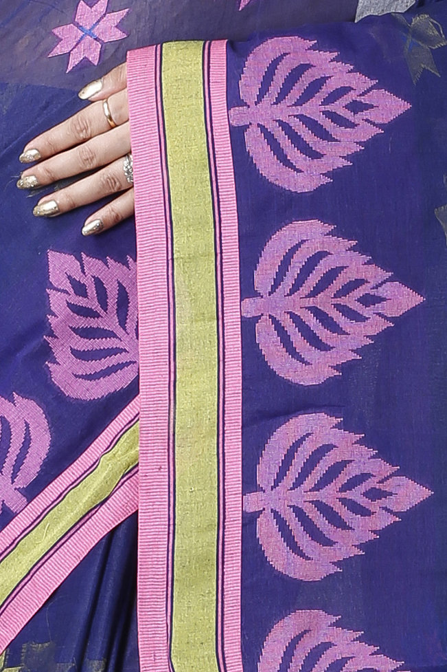 Naby Blue Pure Cotton Subhangi Tant Saree (1100)